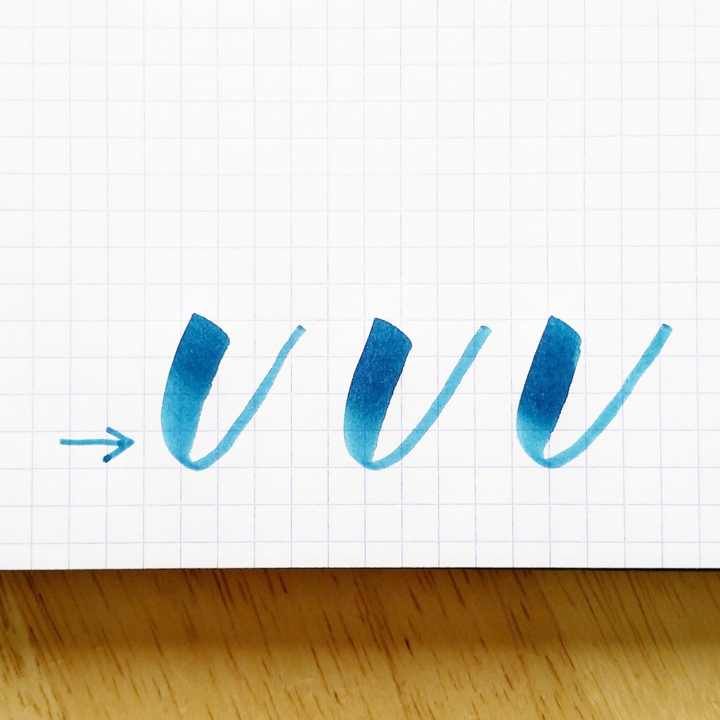 transitioning thick to thin brush calligraphy strokes