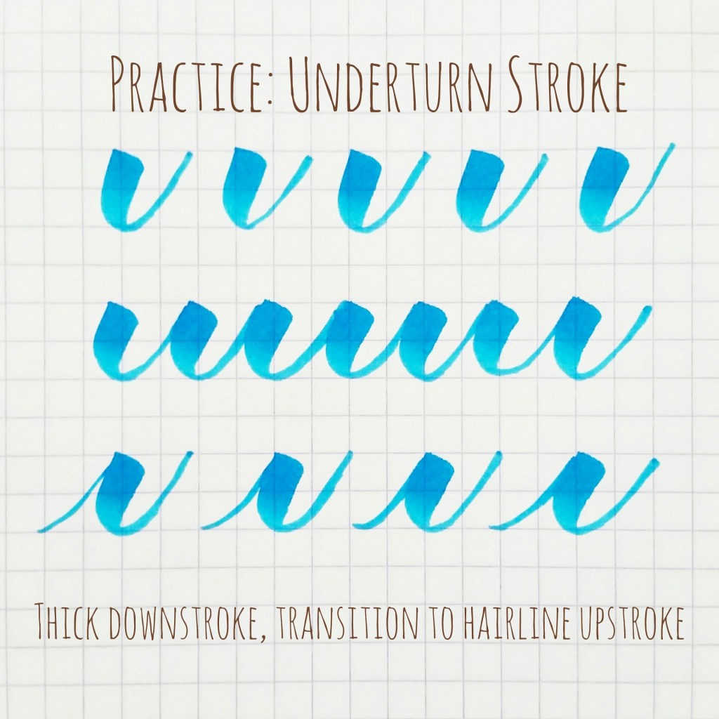 Basic brush calligraphy strokes: The underturn stroke