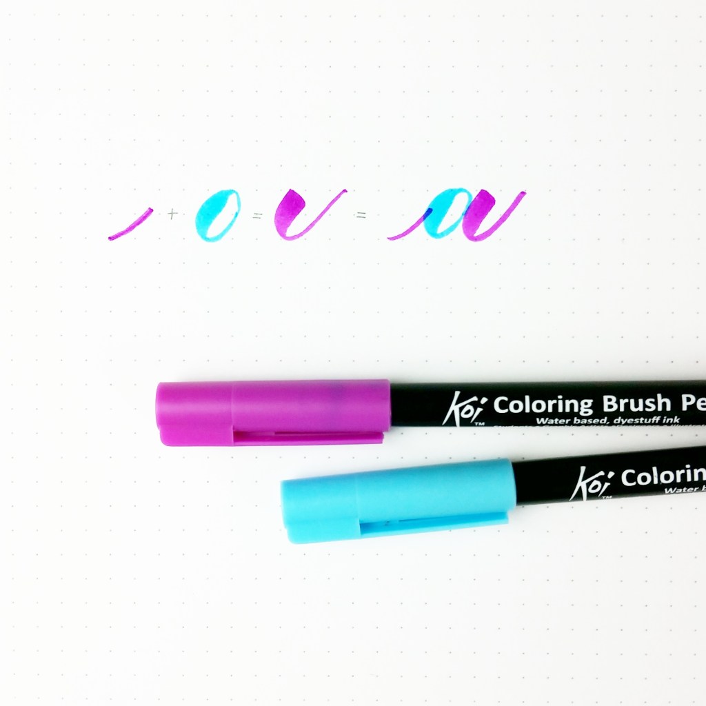 improve letters two different color brush pens